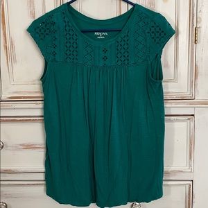 Aqua green Merona eyelet, loose blouse